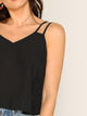 V Neck Solid Strappy Top