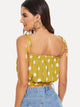 Frill Trim Crop Top With Tie Strappy