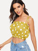 Frill Trim Crop Top With Tie Strappy
