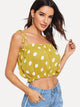 Frill Trim Crop Top With Tie Strappy