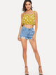 Frill Trim Crop Top With Tie Strappy