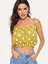 Frill Trim Crop Top With Tie Strappy