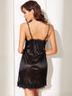 Eyelash Lace Satin Cami Dress With Thong