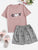 Cat & Fishbone Print Pajama Set