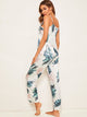Tropical Print Satin Cami Pajama Set