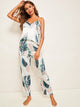 Tropical Print Satin Cami Pajama Set