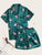 Flamingo Print Polka Dot Satin Pajama Set