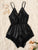 Contrast Lace Criss Cross Satin Romper Bodysuit