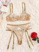 Floral Lace Sheer Garter Lingerie Set