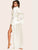 Contrast Lace Satin Robe With Belt
