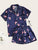 Flamingo Print Polka Dot Satin Pajama Set