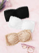 Ruched Floral Lace Bandeau Bra Set 3pack