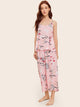 Floral Print Cami Pajama Set With Robe