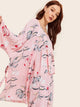 Floral Print Cami Pajama Set With Robe