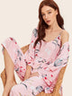 Floral Print Cami Pajama Set With Robe