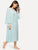 Tie Neck Contrast Lace Trim Bell Sleeve Nightdress