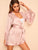 Floral Lace Self Belted Satin Robe