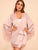 Floral Lace Self Belted Satin Robe