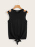 Knot Front Cut Out Shoulder Top