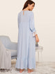Contrast Lace Trim Heather Knit Ruffle Hem Nightdress