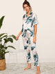 Tropical Print Satin Pajama Set