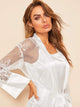 Satin Cami Dress With Floral Lace Robe