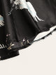 Rib-knit Bandeau & Crane Print Satin Shorts