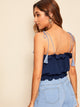 Ruffle Trim Top With Tie Strappy