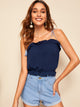 Ruffle Trim Top With Tie Strappy