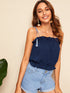 Ruffle Trim Top With Tie Strappy