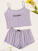 Letter Print Cami Pajama Set