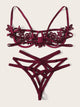 Harness Detail Appliques Underwire Lingerie Set