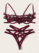 Harness Detail Appliques Underwire Lingerie Set