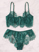 Scalloped Trim Eyelash Floral Lace Lingerie Set