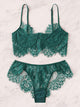 Scalloped Trim Eyelash Floral Lace Lingerie Set