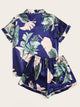Tropical Print Satin Pajama Set