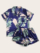 Tropical Print Satin Pajama Set