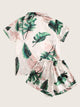 Tropical Print Satin Pajama Set