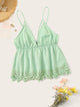Scallop Lace Trim Strappy Plunge Cami Top