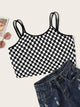 Plus Checked Crop Top With Double Strappy