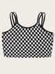 Plus Checked Crop Top With Double Strappy