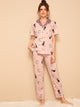 Fruit Print Button Front PJ Set