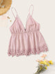 Scallop Lace Trim Strappy Plunge Cami Top