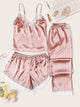 Eyelash Lace Satin Cami PJ Set With Pants