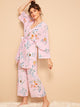 Floral Print Cami Pajama Set With Robe