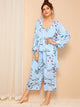 Floral Print Cami Pajama Set With Robe