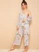 Floral Print Cami Pajama Set With Robe