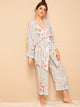 Floral Print Cami Pajama Set With Robe
