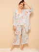 Floral Print Cami Pajama Set With Robe