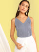 Tie Back Double Strappy Striped Top